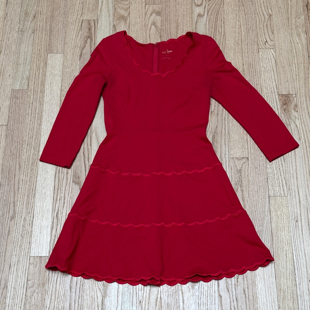 Kate Spade Dress Red Scalloped